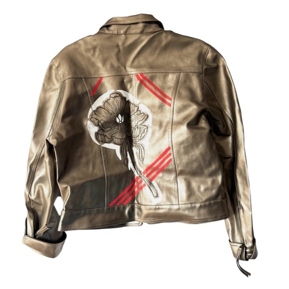 NWOT XOXO Gold Metallic Moto Jacket SZ XL - Picture 13 of 14